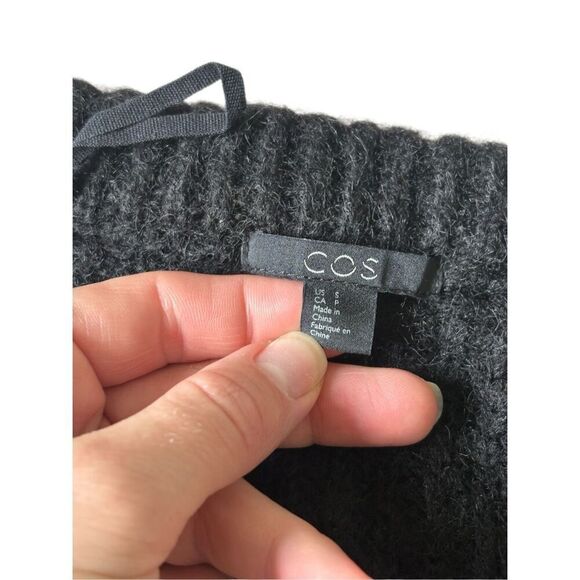 Cos Mohair Wool Cardigan size S Ribbed Black Open Front - Picture 3 of 7
